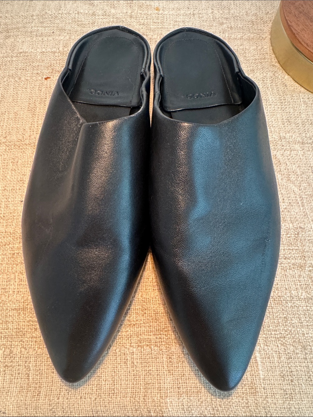 Vince Cayslip Black Pointed Toe Mules - Picture 2 of 6